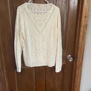 ANDREE BY UNIT Cream Cable Knit Crew Neck Sweater
